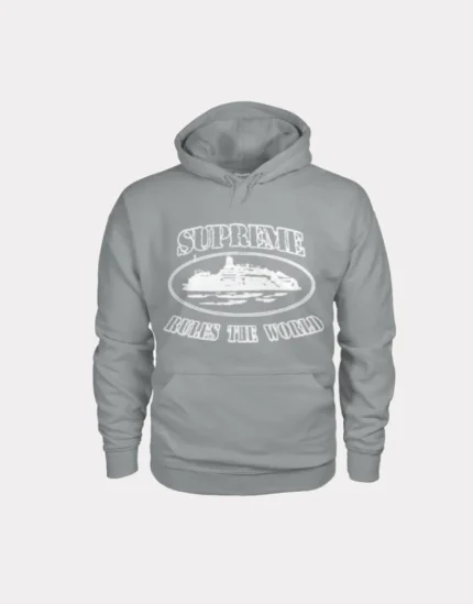 Sweat à capuche Corteiz X Supreme Gris